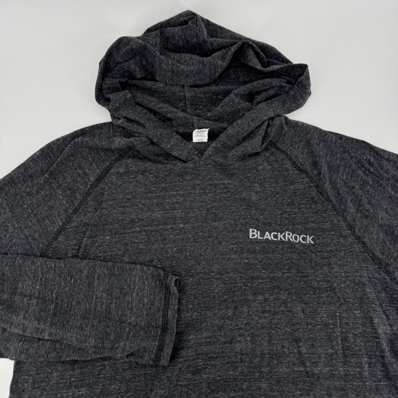 BlackRock Asset Mens Large Gray Heathered Long Sleeve Hooded T-Shirt USA